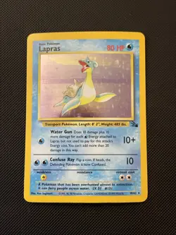 Pokemon Card - Lapras 10/62 Fossil Set WOTC Holo Rare Vintage LP - Image 1