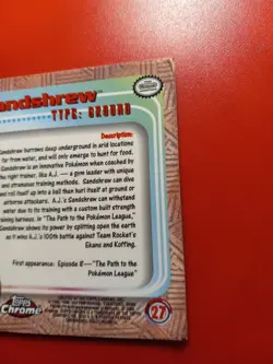 1999 TOPPS Chrome POKEMON Series 1-SANDSHREW TV Animation Edtion. - Image 3