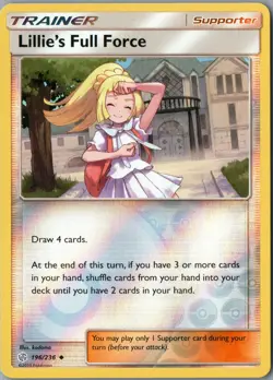 Lillie's Full Force Uncommon SM - Cosmic Eclipse 196/236 NM Reverse Holo Pokemon - Image 1