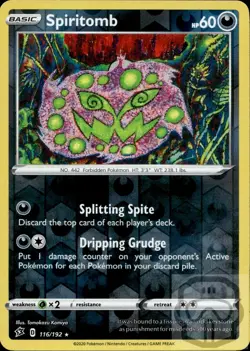 Spiritomb 116/192 R Rebel Clash Pokemon Reverse Holo NM/M - Image 3