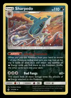 Sharpedo 111/214 NM Rare Reverse Holo Unbroken Bonds 2019 Pokemon TCG - Image 1