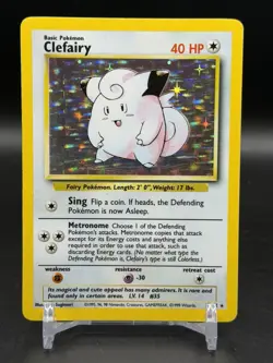 Clefairy Holo Rare 5/102 1999 Base Set Pokemon WOTC English LP - Image 1