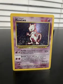 Pokemon TCG Mewtwo Holographic Very Rare 10/102 1999 Base Set Moderately Played - Image 1