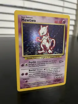 Pokemon TCG Mewtwo Holographic Very Rare 10/102 1999 Base Set Moderately Played - Image 2