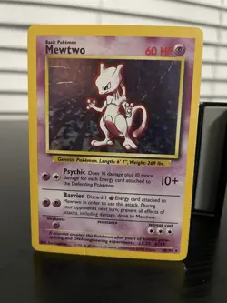 Pokemon TCG Mewtwo Holographic Very Rare 10/102 1999 Base Set Moderately Played - Image 4