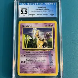 Ink Obstruction ERROR CGC 5.5 Girafarig 2000 Pokemon Neo Genesis 58/111 Misprint - Image 2