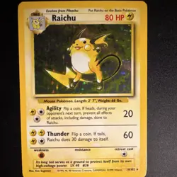 Raichu 14/102 Base Set Holo Rare Pokemon TCG Wizards 1999 English LP - Image 1