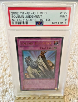Yu-Gi-Oh! 2002 Metal Raiders 1st Edition 127 Solemn Judgment PSA 9 not BGS - Image 1