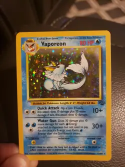 1999 POKEMON RARE VAPOREON HOLO RARE 12/64 LP jungle base set card - Image 1