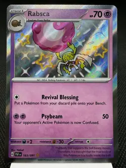 Rabsca 163/091 - Shiny Holo Rare - Paldean Fates Pokemon Card MINT - Image 1
