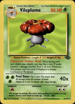 Pokemon TCG Card WOTC Vingtage Wizards Vileplume (31) Jungle 31/64 - Image 1