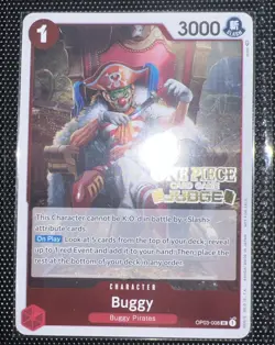 One Piece Card Game TCG - Buggy (OP03-008) English Judge Stamped Card - Image 1
