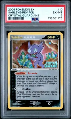 PSA 6 2006 Pokemon Crystal Guardians Sableye Reverse Holo Foil 10/100 STAMPED - Image 1