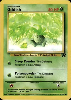 Oddish Common Team Rocket 63/82 Grass Unlimited Pokemon Card - Image 1