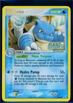 Pokemon EX CRYSTAL GUARDIANS - #14/100 Blastoise - Reverse Holo - ENG - LP - Image 1