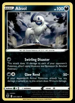 EX-NM Absol - (Cosmos Holo) Rare 097/189 Pokemon TCG - Image 1