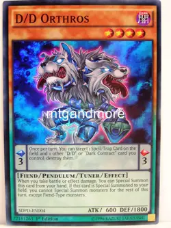 Yu-Gi-Oh - 1x D/D Orthros - SDPD - Pendulum Domination - Image 1