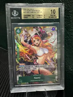 One Piece Nami OP14-031 Alt Art SR The Azure Sea’s Seven English BGS 10 Pristine - Image 1