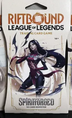 Riftbound SPIRITFORGED Sleeved Booster Pack - 1 Pack, 14 CARDS (RANDOM ARTWORK) - Image 1