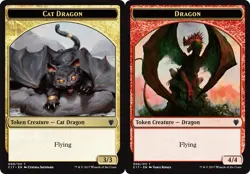 Moderate Play, English MTG Regular Cat Dragon Token // Dragon (4/4) Token Comman - Image 1