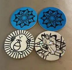 Lot of 4 Official Pokemon TCG Coins Vintage Meowth & Chansey 1999 2000 Wizards - Image 2