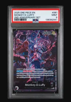 2025 ONE PIECE ENGLISH VERSION 2ND ANV SET #061 MONKEY D. LUFFY PSA 9 - Image 1