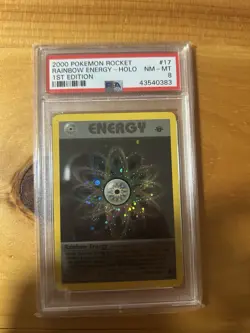 2000 Pokemon Team Rocket Holo Rare Rainbow Energy First Edition 17/82 PSA 8 - Image 1