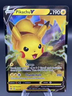 Pokemon Pikachu V 043/185 Ultra Rare Holo SWSH04: Vivid Voltage Pokemon TCG - NM - Image 1