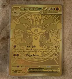 Mega Lucario EX 188/132 Gold Hyper Rare Mega Evolution Pokemon Cards TCG - Image 1