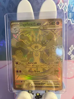 Pokemon TCG Mega Lucario EX Gold Secret Rare Card 188/132 Mega Evolution - Image 1