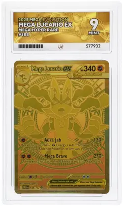 Pokemon TCG - Gold Mega Lucario EX Hyper rare 188/132 ACE 9 Mega evolution - Image 1