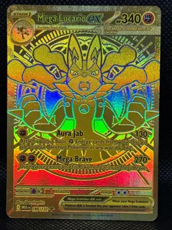Pokemon TCG Mega Lucario EX Mega Evolution 188/132 Gold Rare Card - Image 1