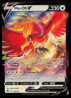 Ho-Oh V 140/195 Ultra Rare Silver Tempest Pokemon Card - Image 1
