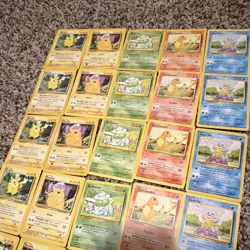 Pokemon TCG Base Set Wizards Pikachu Bulbasaur Charmander Squirtle Lot 50 Cards - Image 2