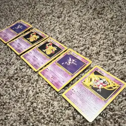 Pokemon TCG Base Set Wizards Psychic Haunter Kadabra Mr. Mime Lot 5 Cards - Image 1