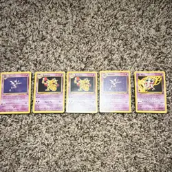 Pokemon TCG Base Set Wizards Psychic Haunter Kadabra Mr. Mime Lot 5 Cards - Image 3