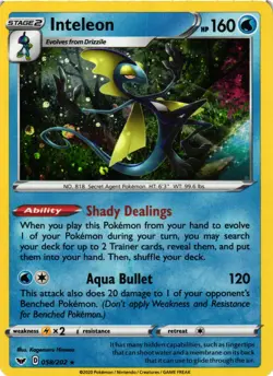 Pokemon TCG Miscellaneous Cards & Products 058/202 Inteleon Cosmos Holo NM - Image 1