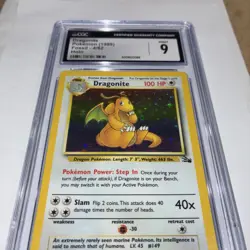 Dragonite 4/62 Fossil Holo Rare CGC 9 Mint Vintage Pokemon Card 1999 - Image 4