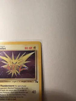 Pokemon Zapdos Fossil Holo Rare 15/62 Unlimited 80 HP English Card 1999 - Image 3