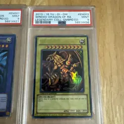 Yu-Gi-Oh! LC01 Complete Egyptian God Card Set Legendary Collection PSA 9 Mint - Image 2