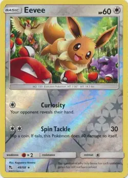 1x Eevee - 48/68 - Reverse Holo Rare Heavily Played Pokemon SM11.5 - Hidden Fate - Image 1
