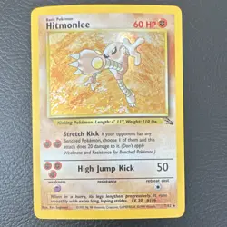 Pokemon TCG Hitmonlee Fossil 7/62 Holo Rare 60 HP English 1999 Unlimited - Image 1