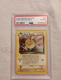POKEMON 2000 Rocket DARK RAICHU Holo Swirl On Ear #83 PSA 6 RARE - Image 1