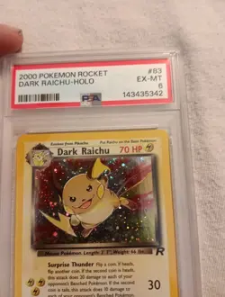 POKEMON 2000 Rocket DARK RAICHU Holo Swirl On Ear #83 PSA 6 RARE - Image 2