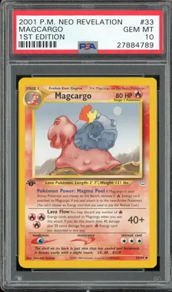 PSA 10 Magcargo 1st Edition Neo Revelation 33/64 Pokemon Card - Image 1
