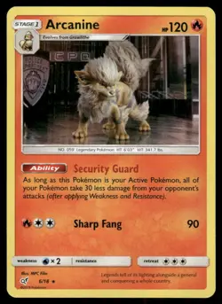 Pokemon Tcg Arcanine #6 Pokemon Detective Pikachu NM - Image 1