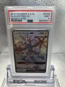 2019 Pokemon Sun & Moon Hidden Fates Xurkitree GX Full Art #SV58 PSA 9 - Image 1