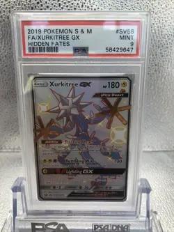 2019 Pokemon Sun & Moon Hidden Fates Xurkitree GX Full Art #SV58 PSA 9 - Image 2