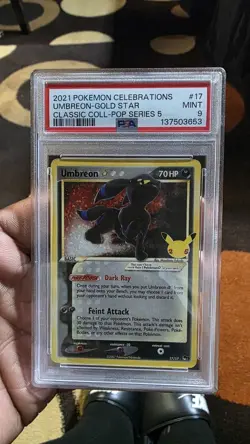Pokemon TCG Umbreon Gold Star 17/17 Celebrations Classic Collection PSA 9 - Image 1