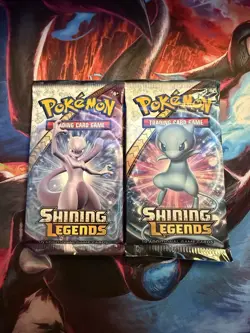 Pokemon TCG Sealed Lot Of 2 Shining Legends Booster Packs Mew And Mewtwo Artwork - Image 1